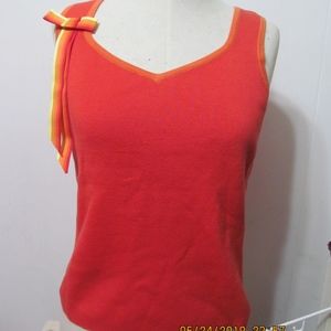 Jeanne Pierre Orange Sleeveless Top w/Ribbon Sz L